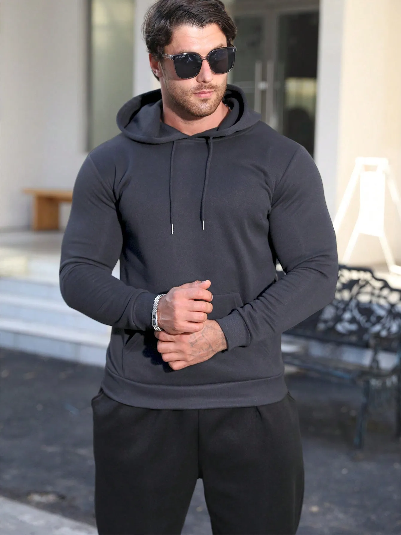 QA Men's Drawstring Hooded Pullover Sweatshirt
