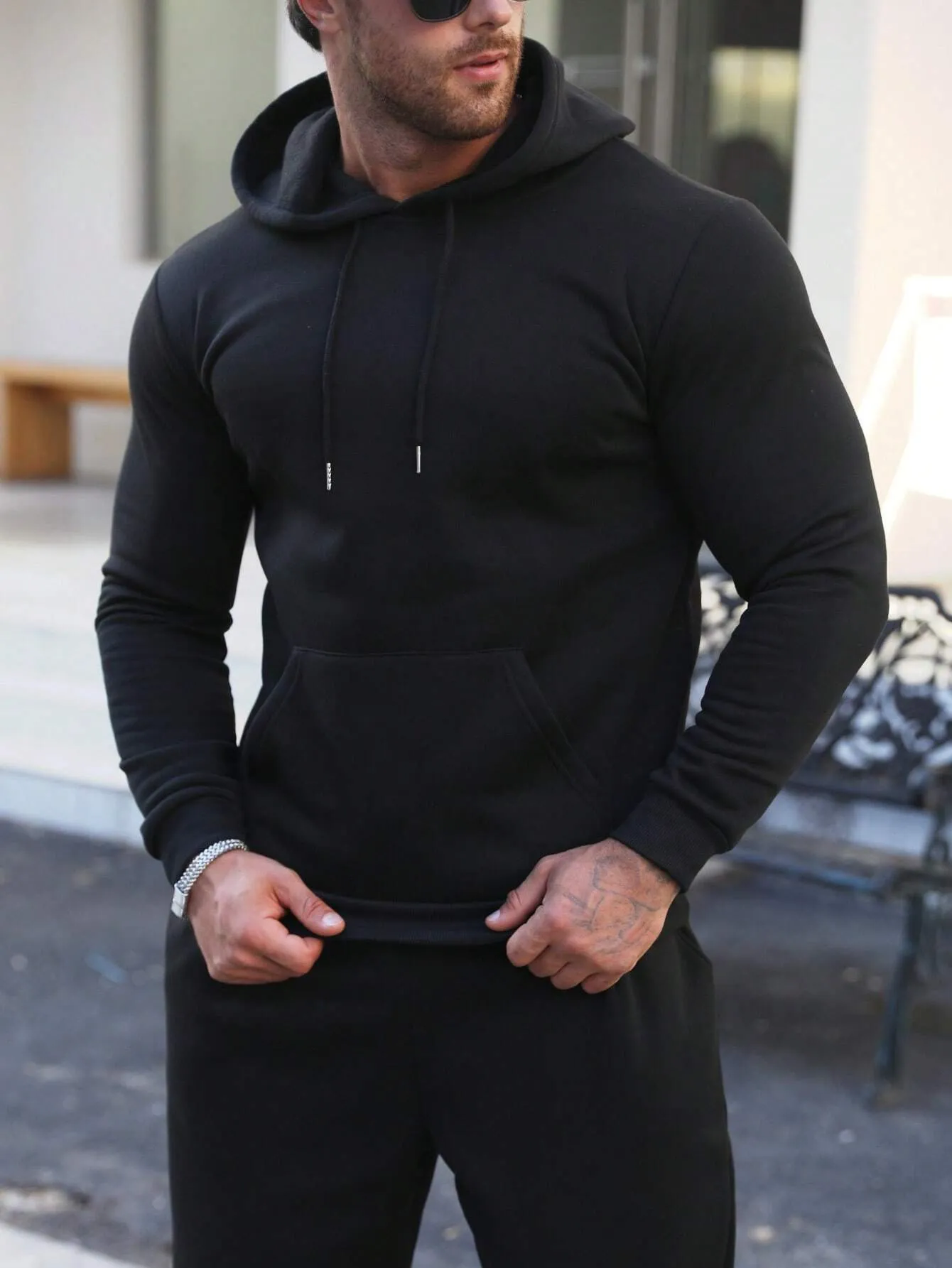 QA Men's Drawstring Hooded Pullover Sweatshirt
