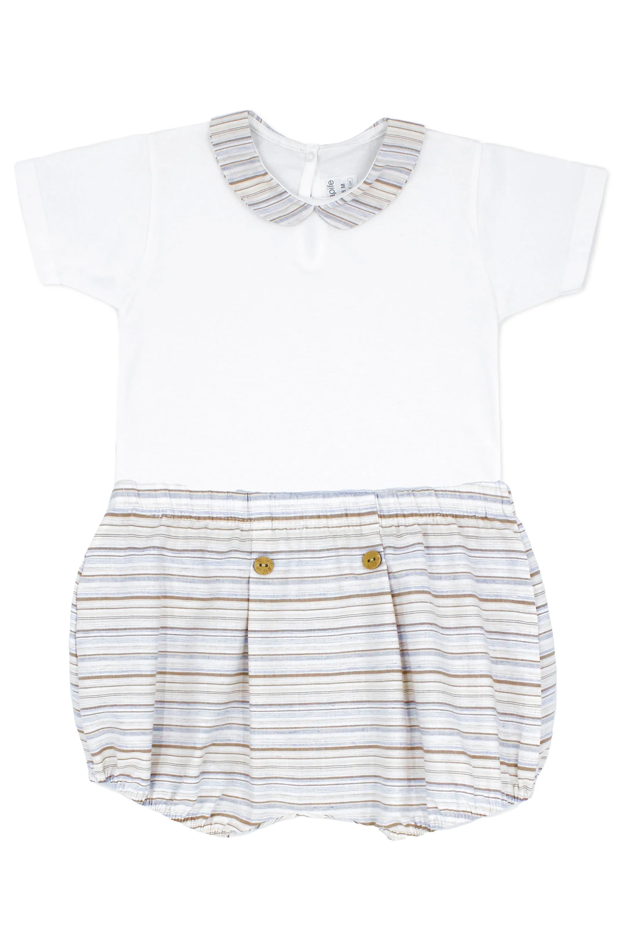 "Alexander" Bodysuit & Pale Blue & Beige Stripe Jam Pants