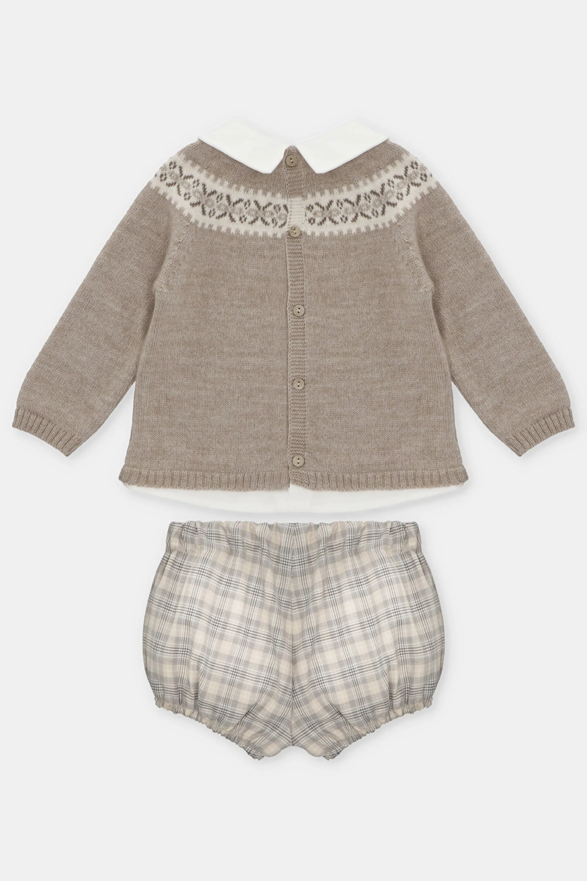 "Hudson" Beige Knit Jumper & Tartan Jam Pants