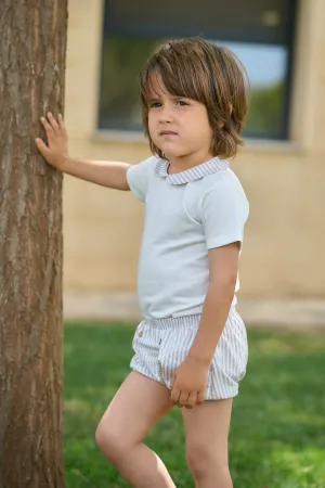 "Quentin" Bodysuit & Beige Stripe Jam Pants