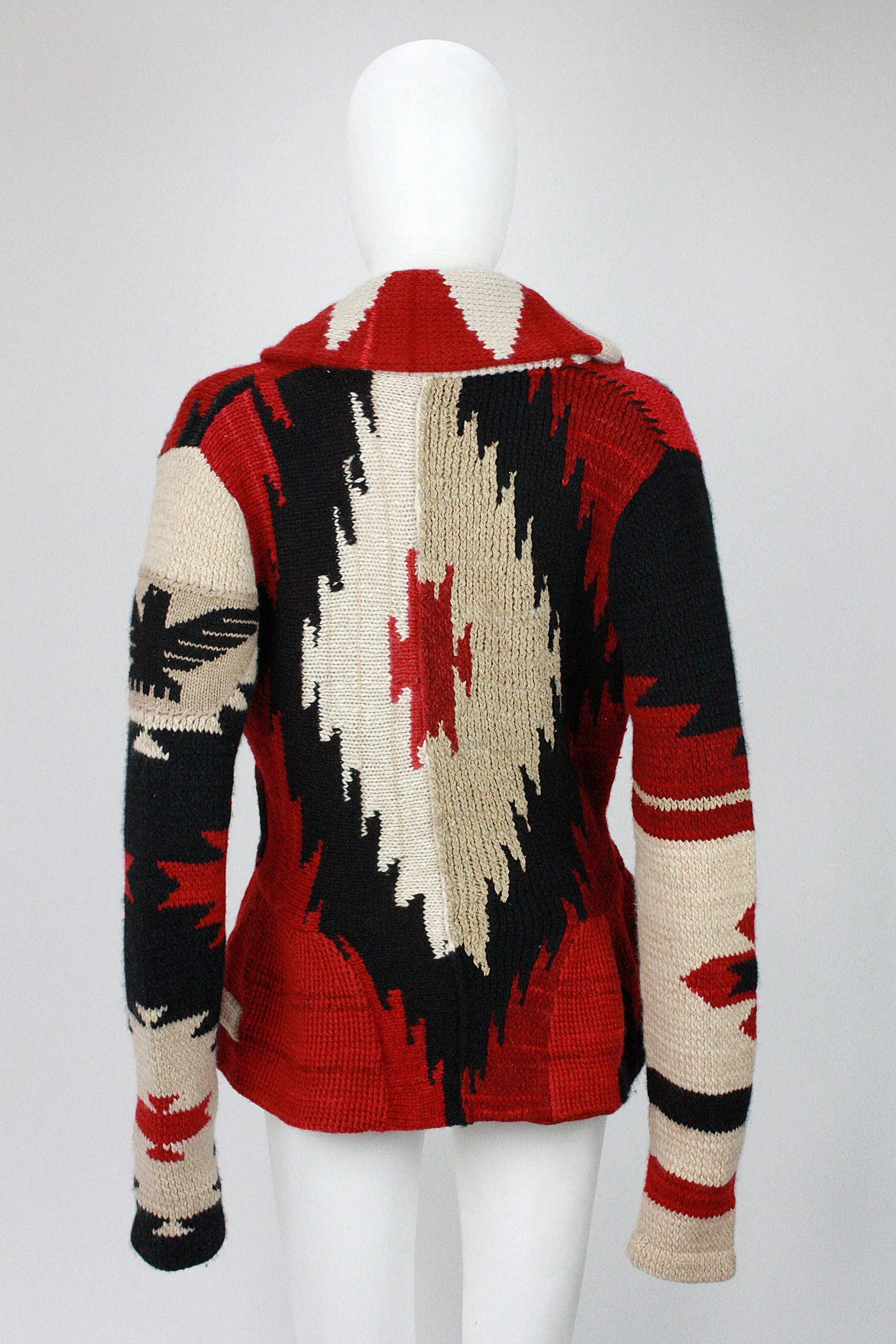 RALPH LAUREN Southwest Deep Red Knit Cardigan with Peplum