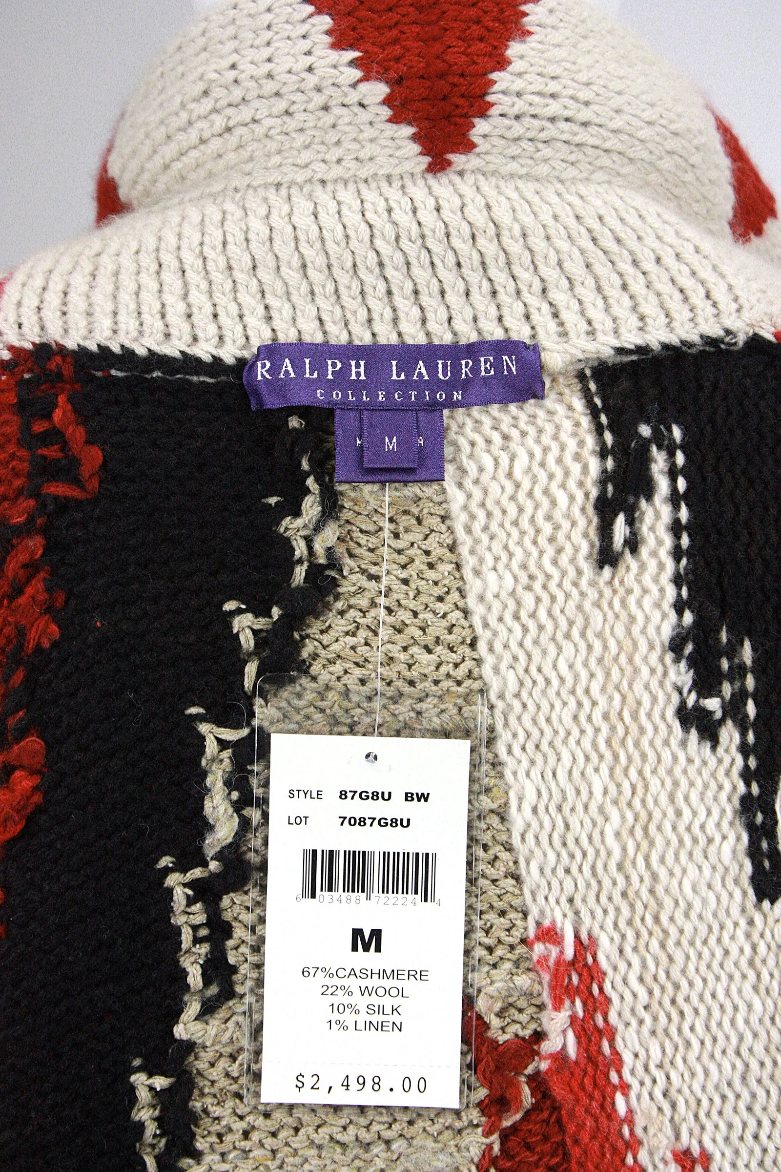 RALPH LAUREN Southwest Deep Red Knit Cardigan with Peplum