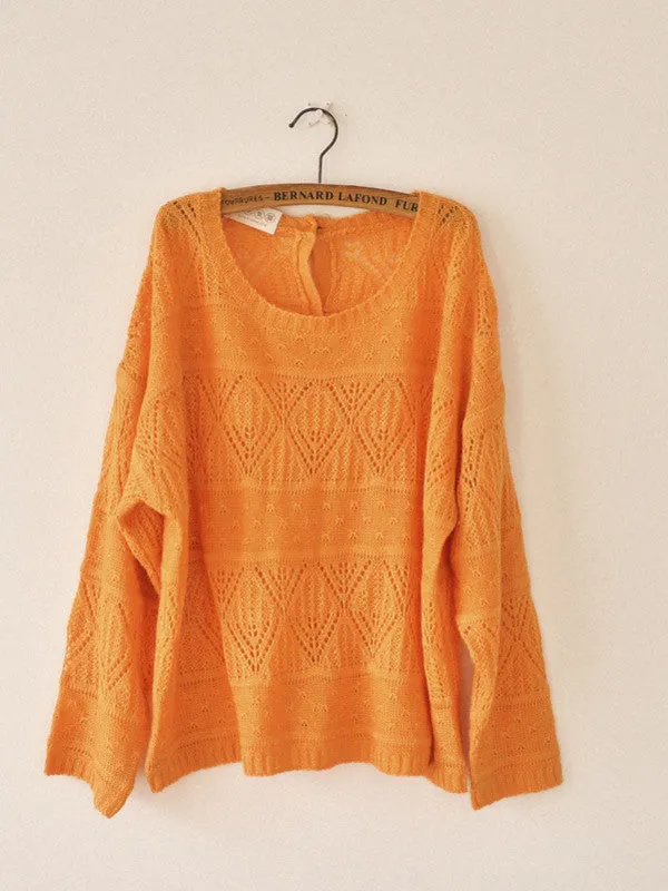 rear buttoned batsleeve loose sweater