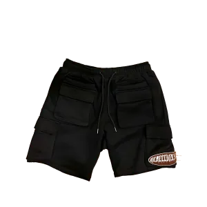 REBELLIONAIRE PATCH-WORK CARGO SHORTS