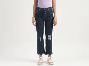 Ripped & Frayed Button Down Bootleg Jeans