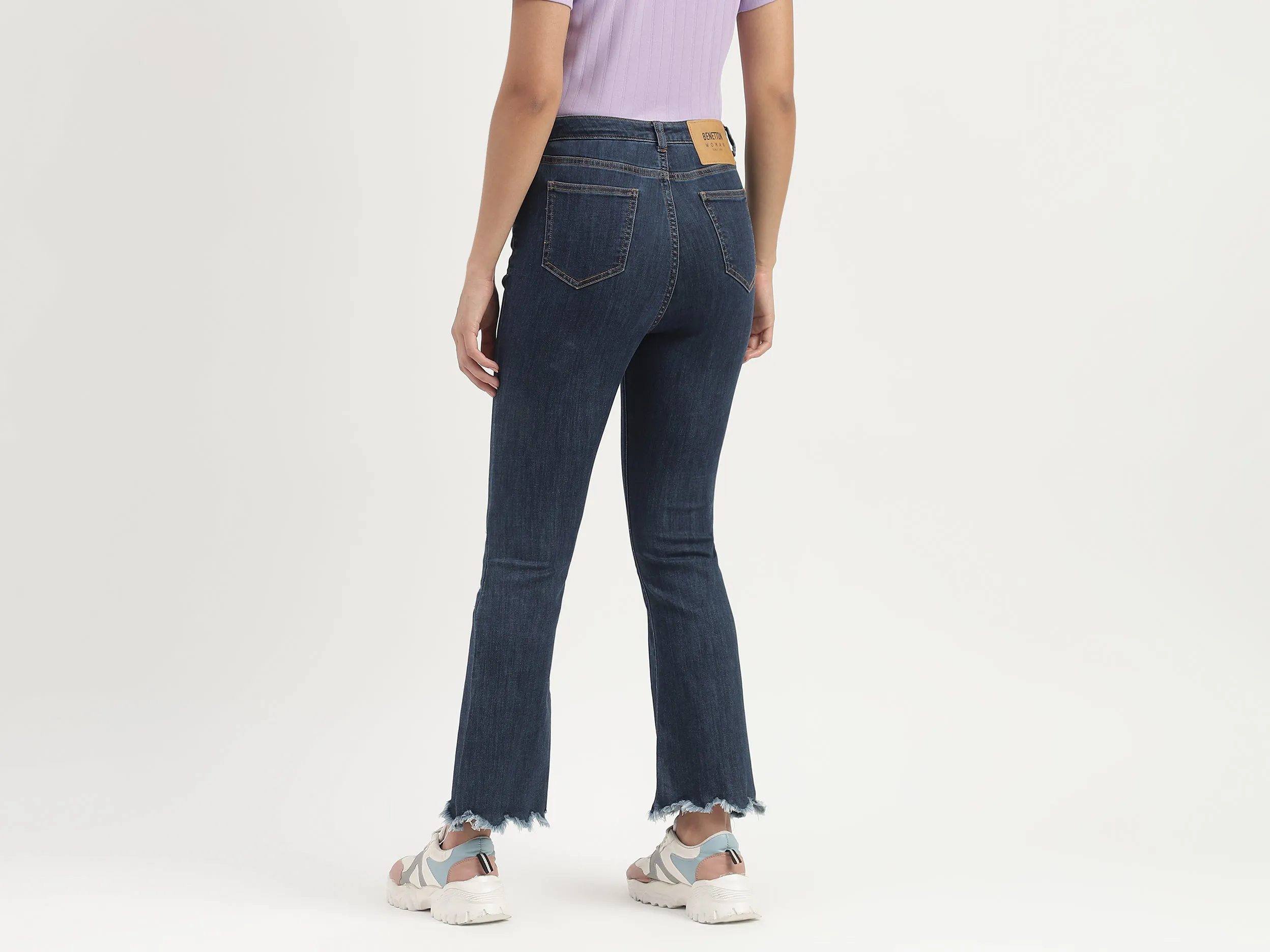 Ripped & Frayed Button Down Bootleg Jeans