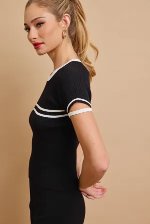 Ruby Knit Short Sleeve Stripe Top and Pants Set