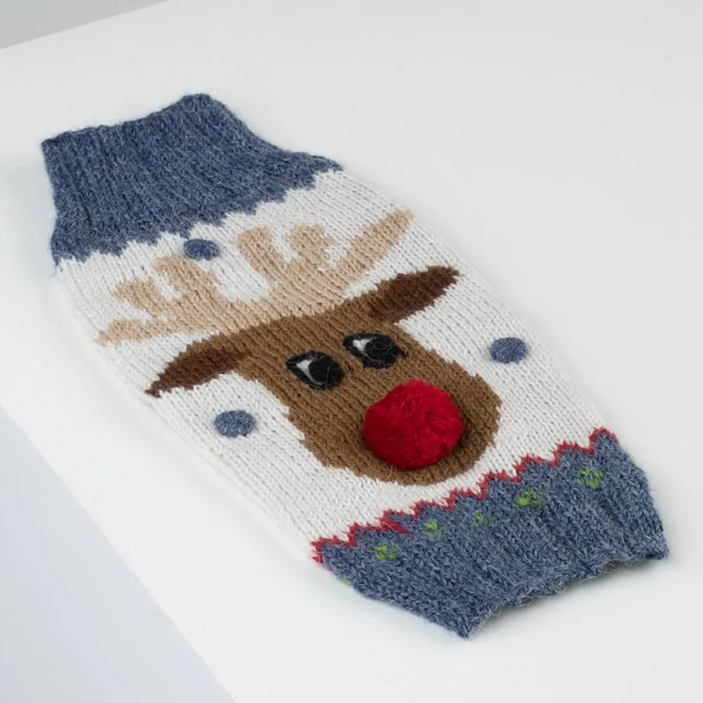 Rudolf Alpaca Holiday Dog Sweater