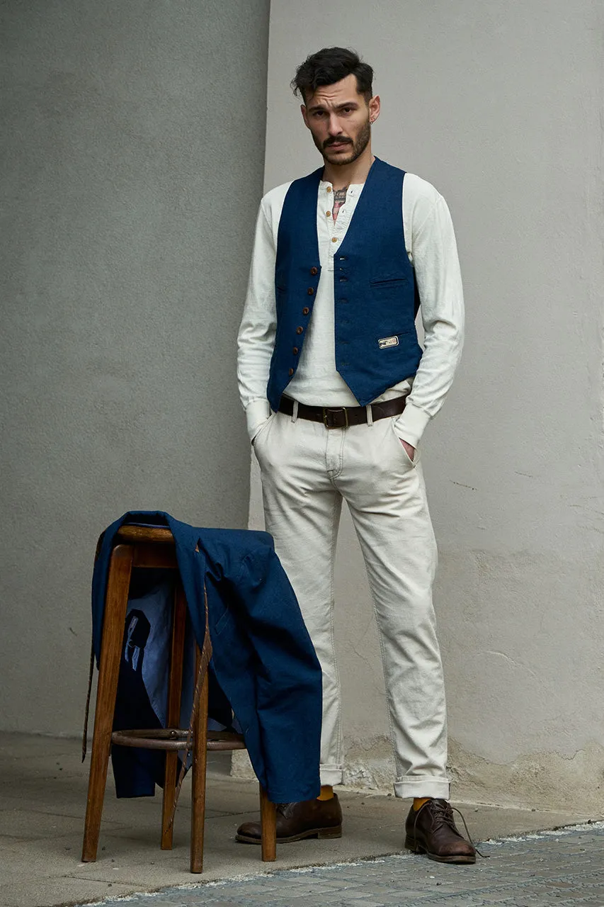 Scarti Lab Chinos 101-SM407 Cotton/Linen Blend Natural