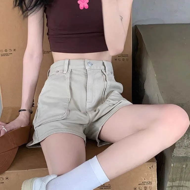 Sexy Solid Big Pockets Shorts