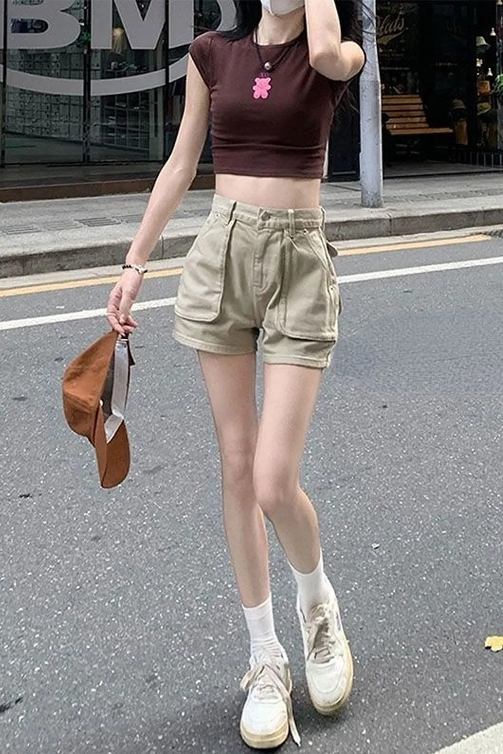 Sexy Solid Big Pockets Shorts