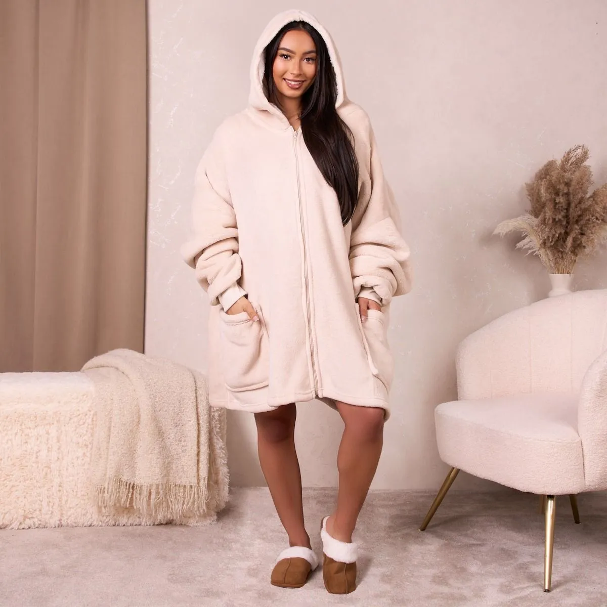 Sherpa Zip Up Hoodie Blanket