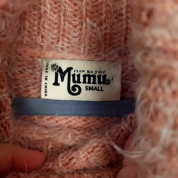 Show me your mumu Fatima turtleneck sweater fuzzy pink size small