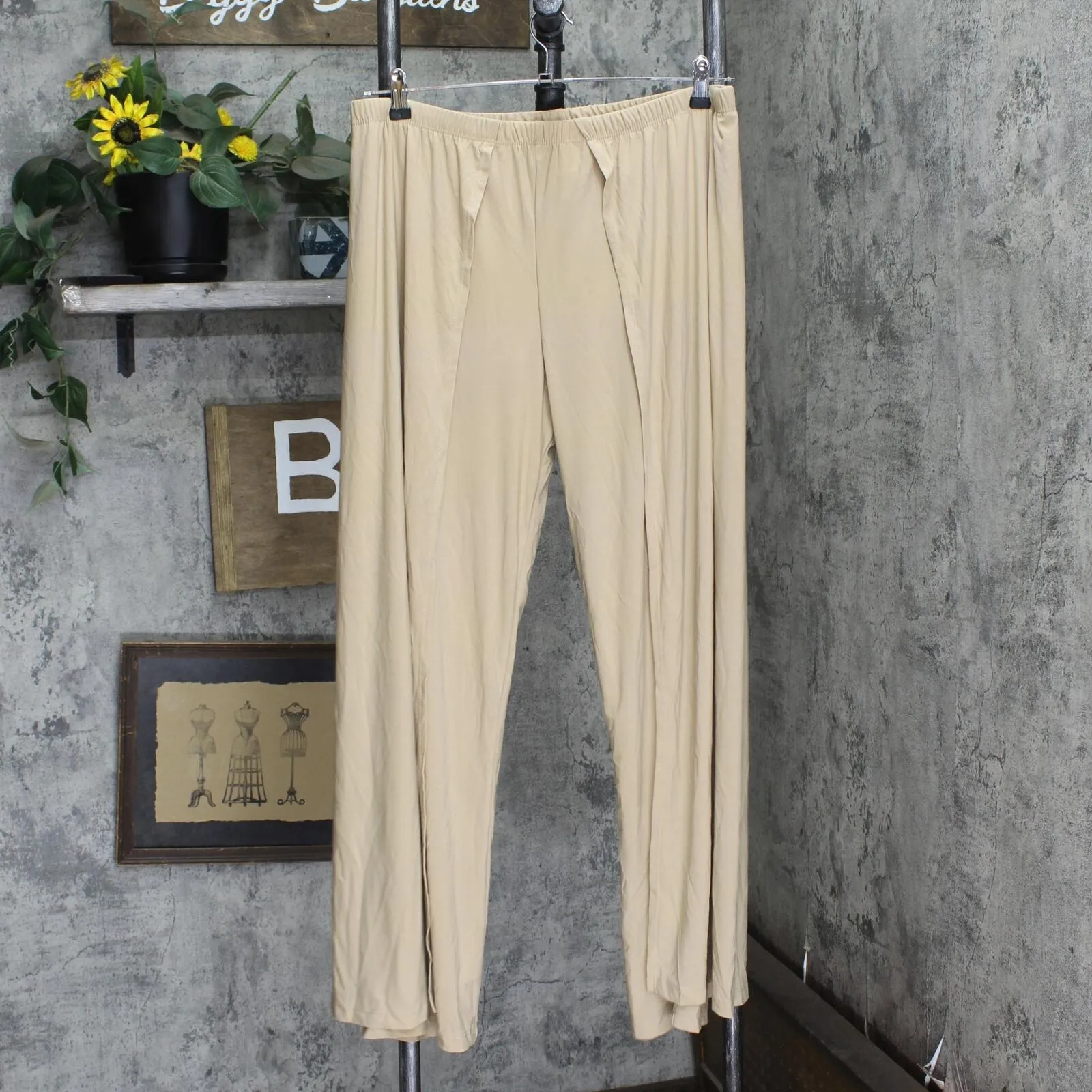 Slinky Brand Womens Flare-Leg Knit Wrap Pant 656762 Taupe Brown XL