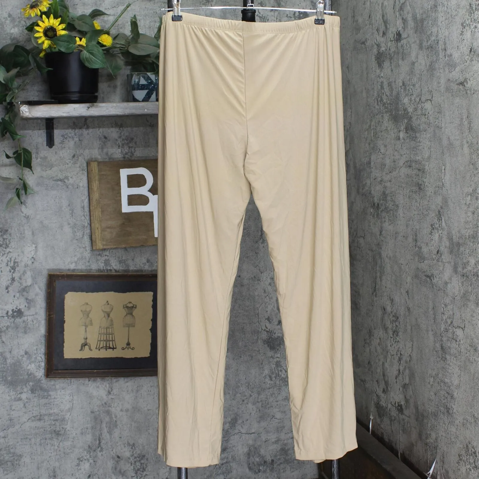 Slinky Brand Womens Flare-Leg Knit Wrap Pant 656762 Taupe Brown XL