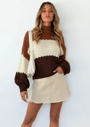 Snowfall Sweater - Chocolate Stripe