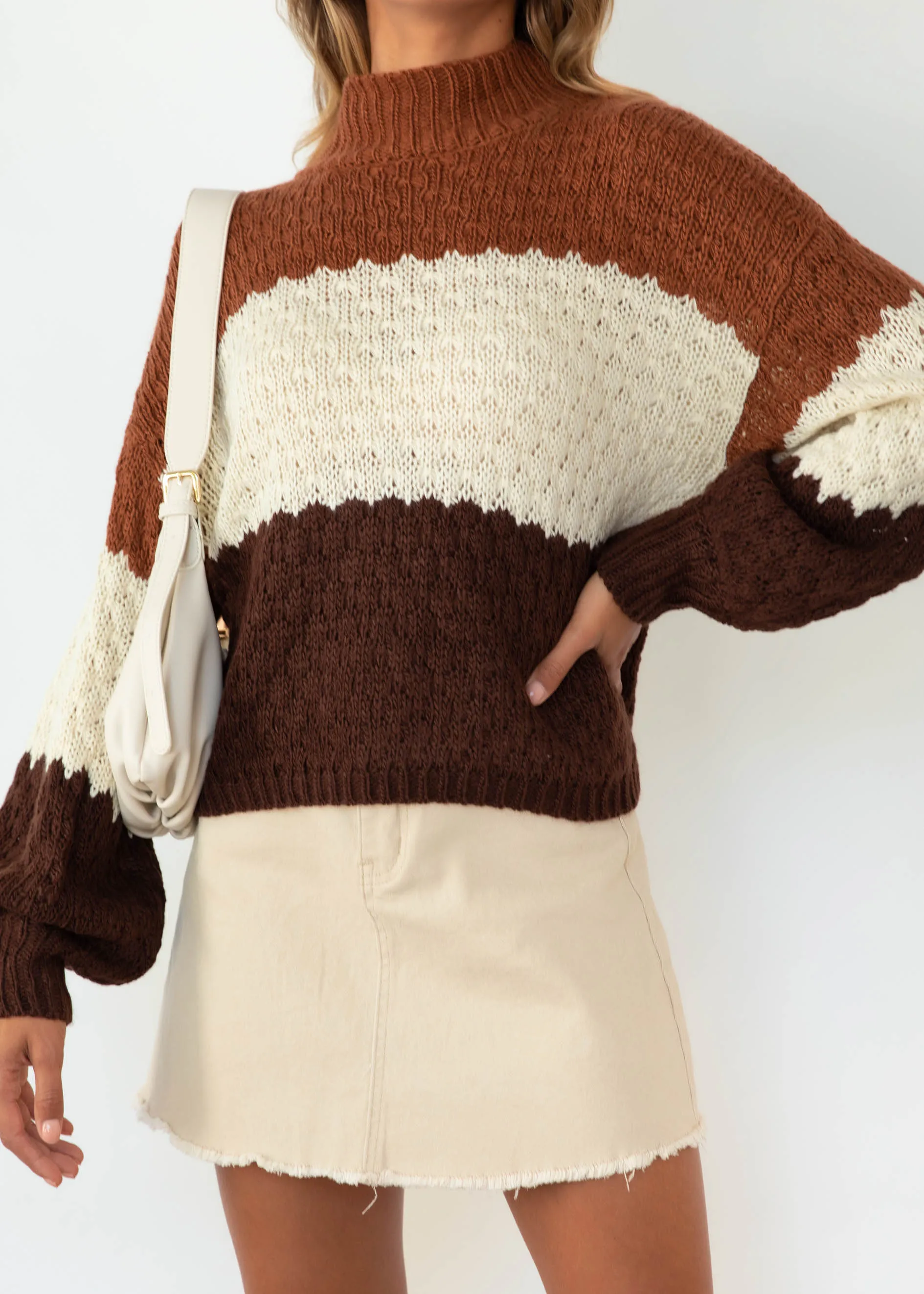 Snowfall Sweater - Chocolate Stripe