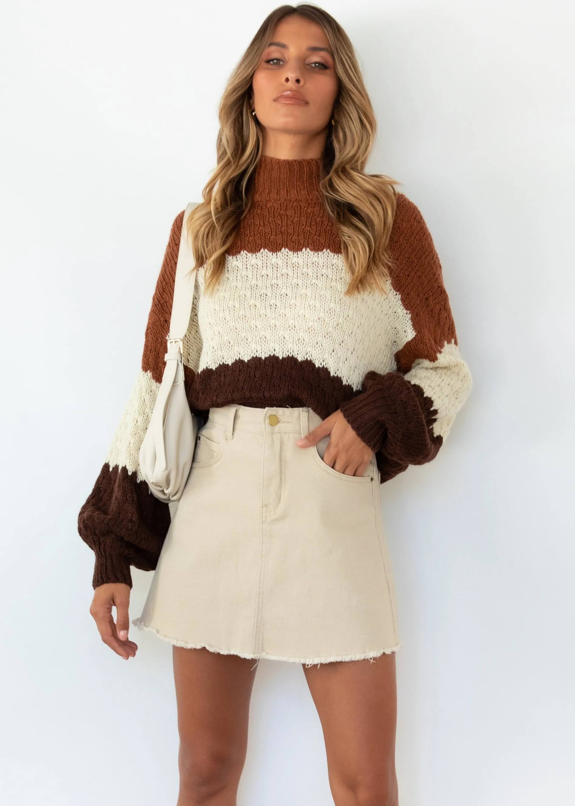 Snowfall Sweater - Chocolate Stripe