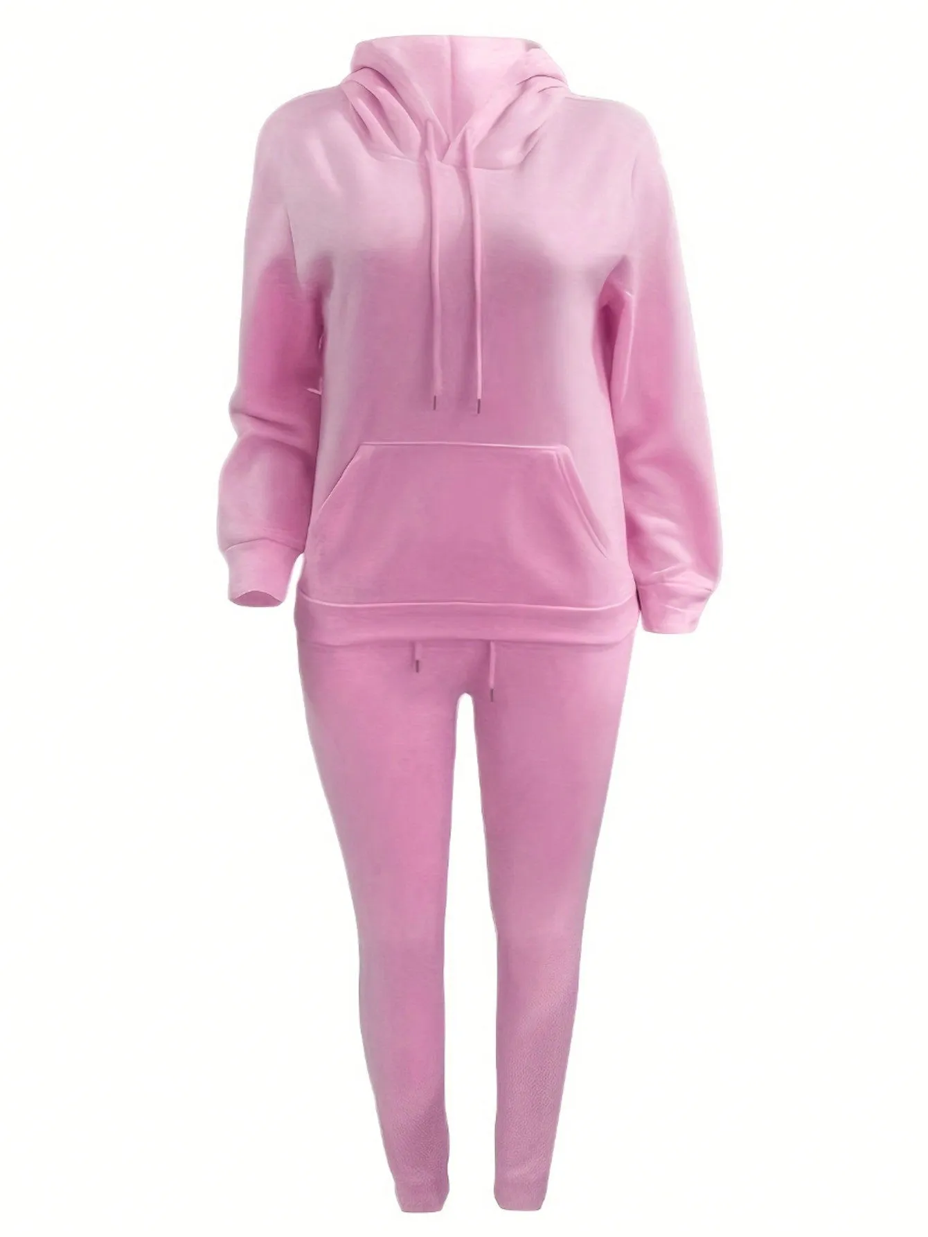 Solid Drawstring Hoodie & Sweatpants