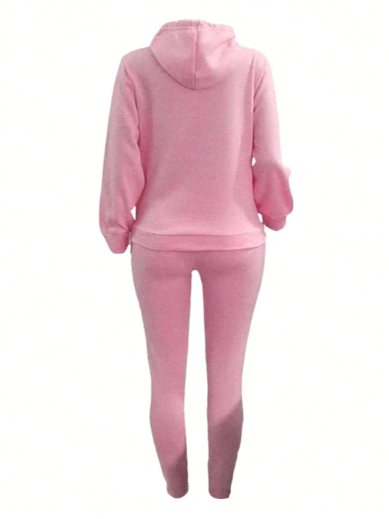 Solid Drawstring Hoodie & Sweatpants