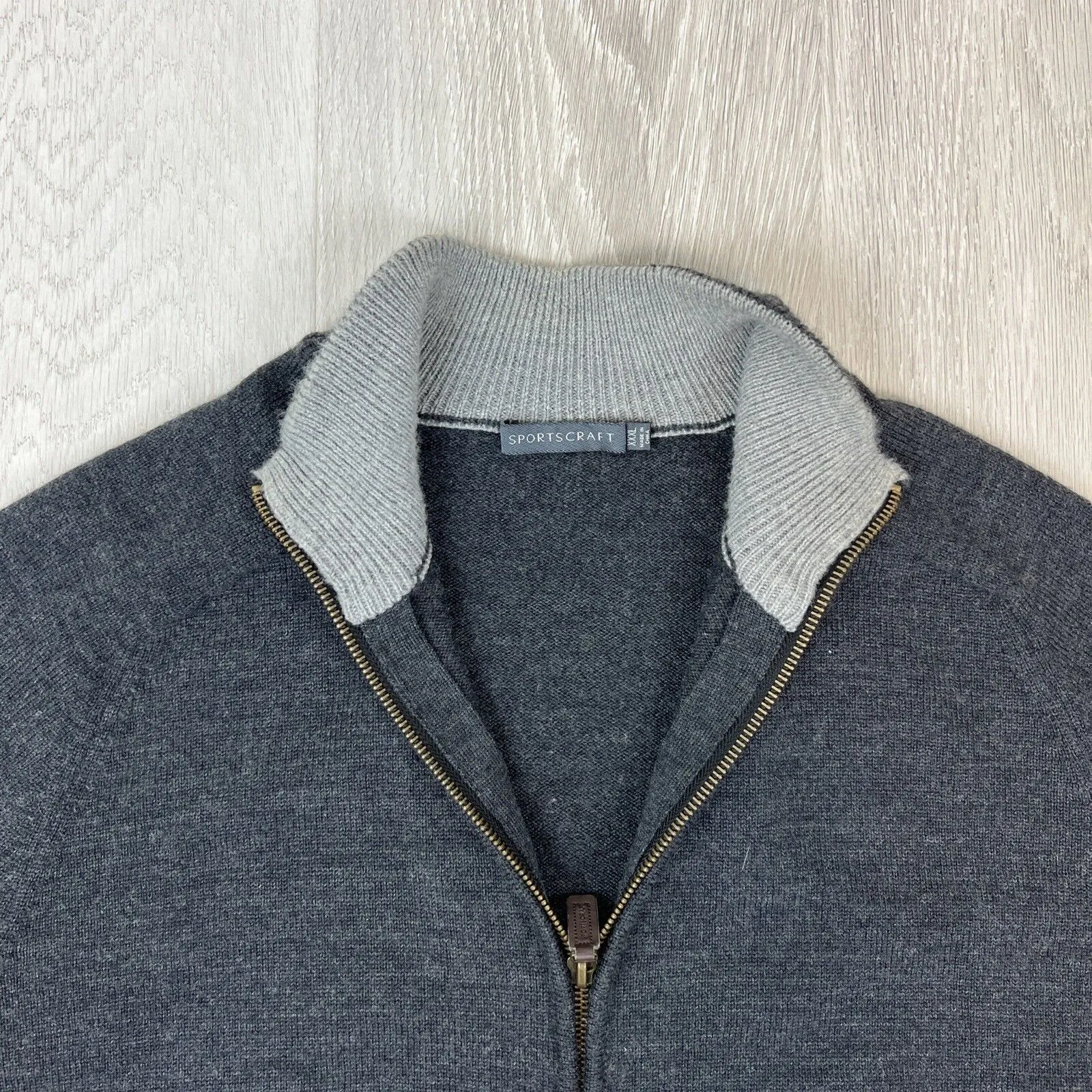Sportscraft Mens Knitted 100% Wool Full Zip Jacket Size 3XL