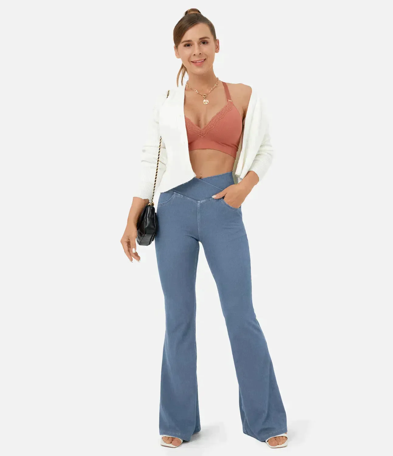 Stilvolle Bootcut-Jeans für Damen - Rosa