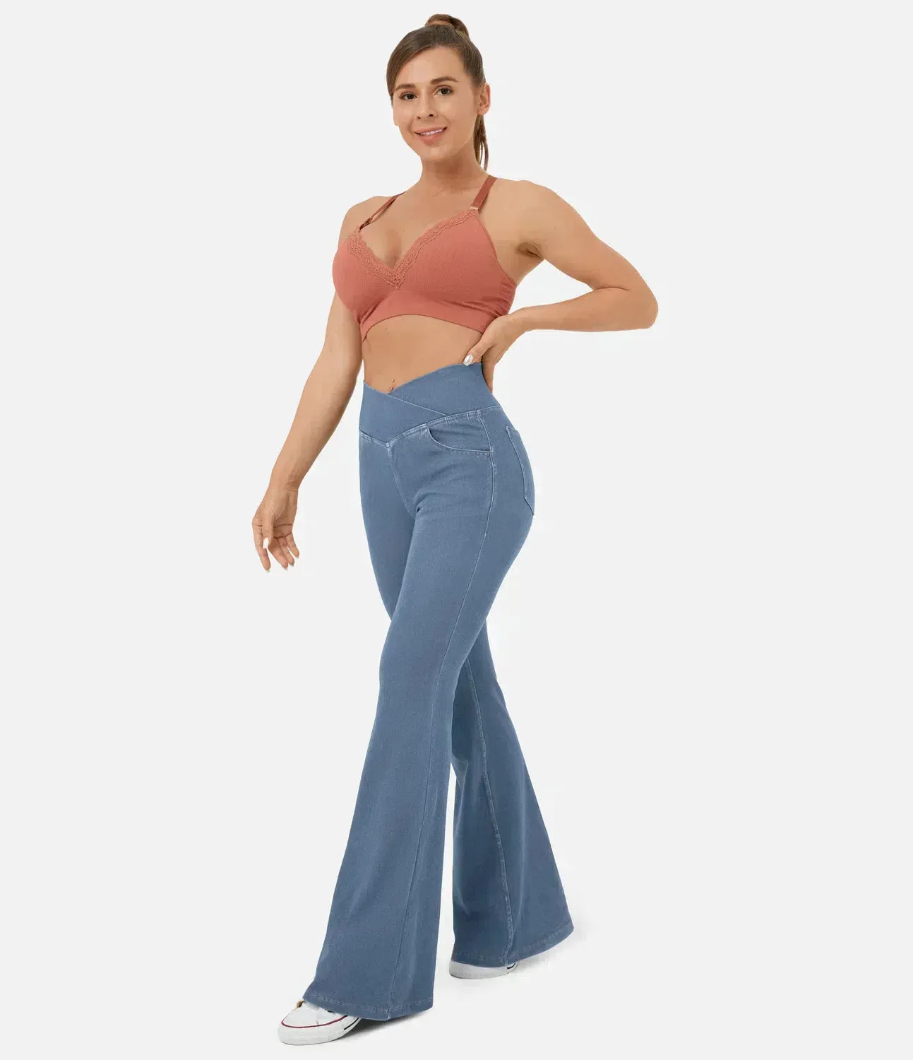 Stilvolle Bootcut-Jeans für Damen - Rosa