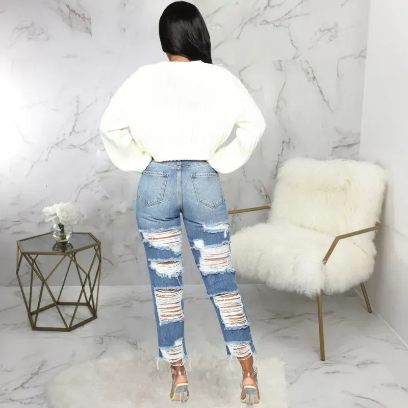 Stone Wash Ripped Skinny Jeans