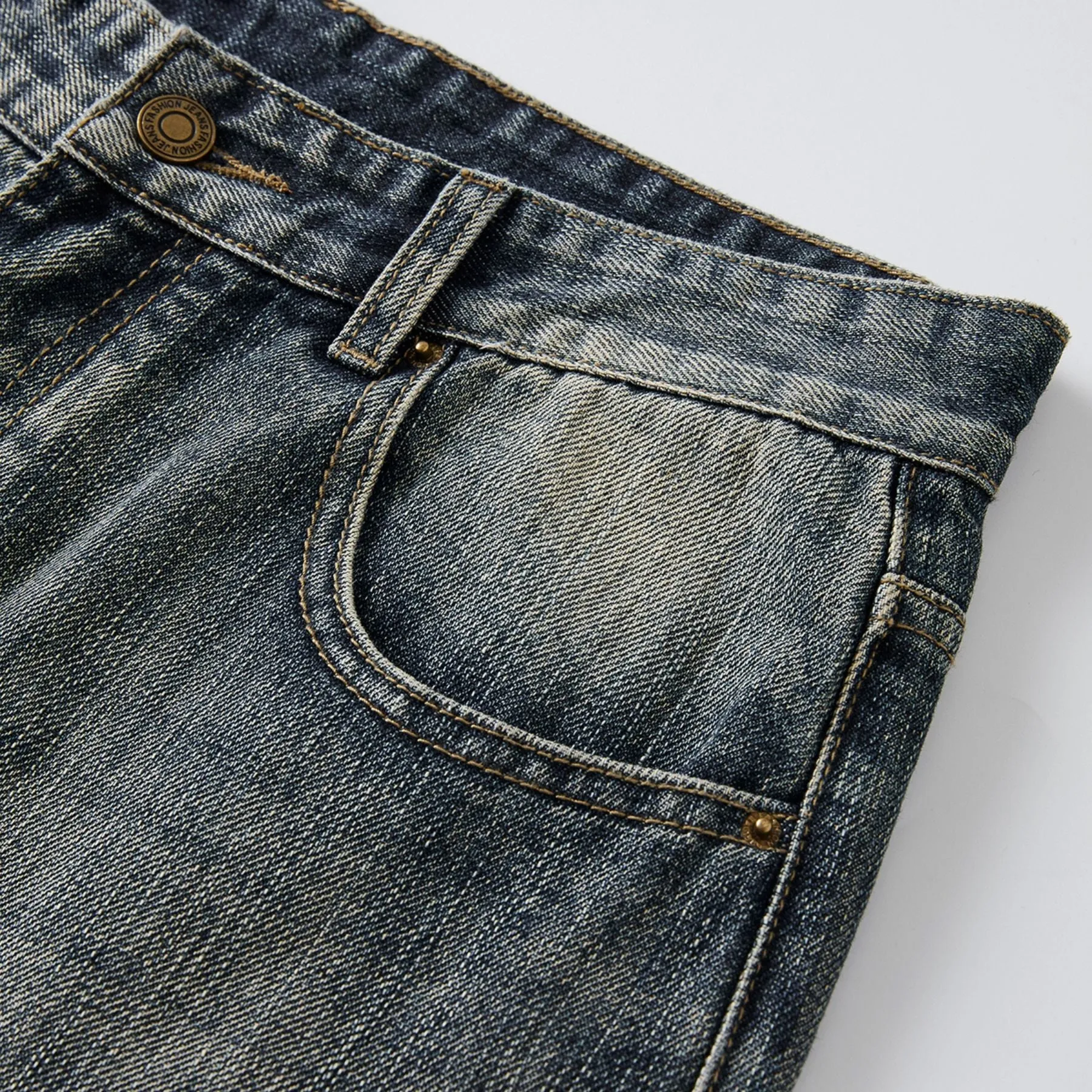 Straight Leg Casual Denim Pants