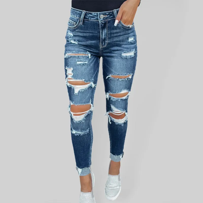 Stretch ripped denim skinny jeans