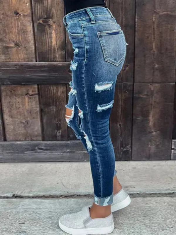 Stretch ripped denim skinny jeans