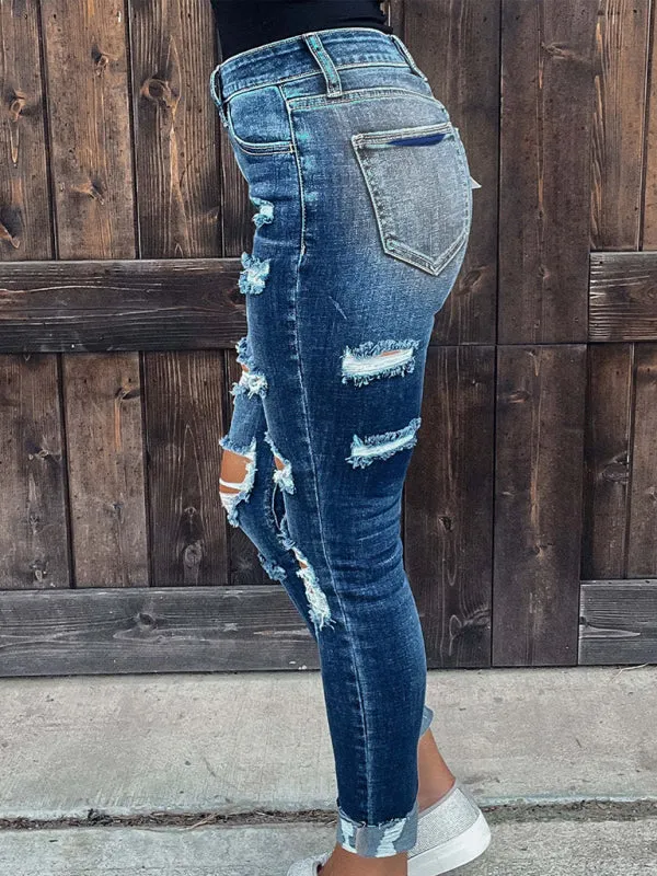 Stretch ripped denim skinny jeans