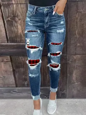Stretch ripped denim skinny jeans