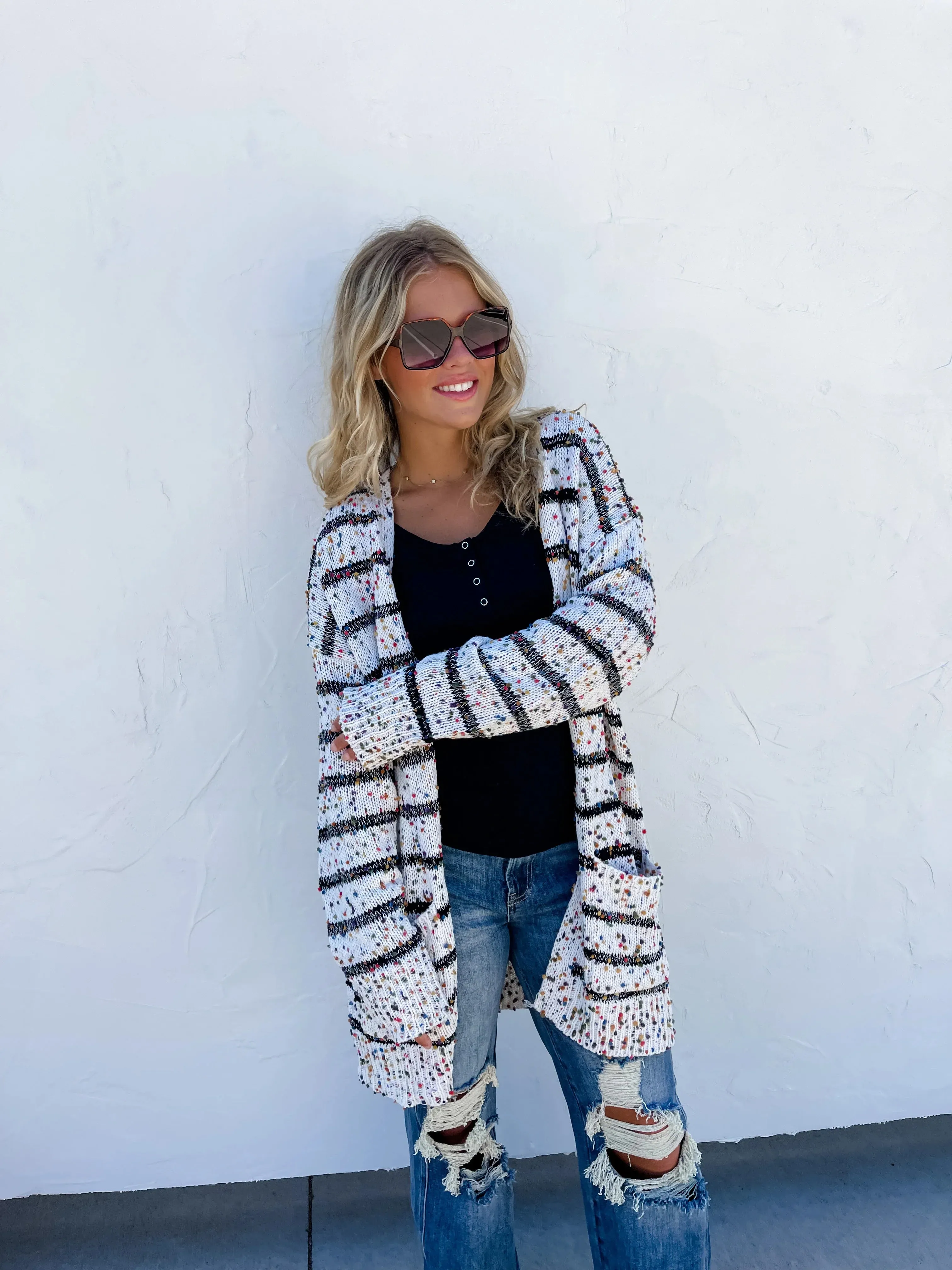 Stripe Miley Dot Cardigan In Assorted Colors