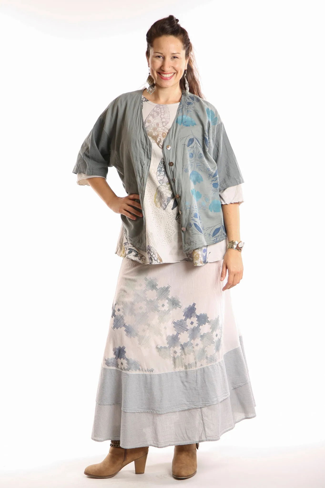 Striped Button Camp Top Moonwater 2285-P