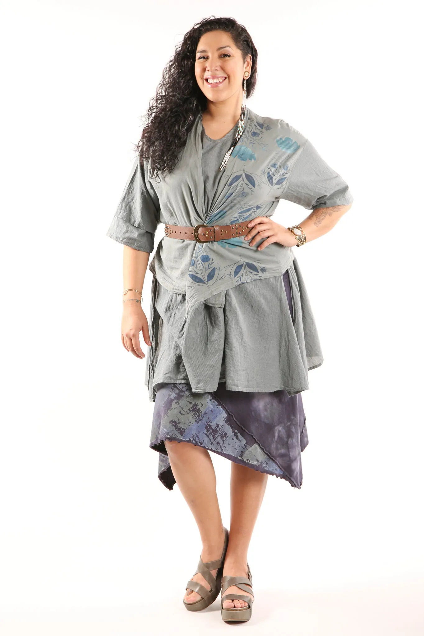 Striped Button Camp Top Moonwater 2285-P