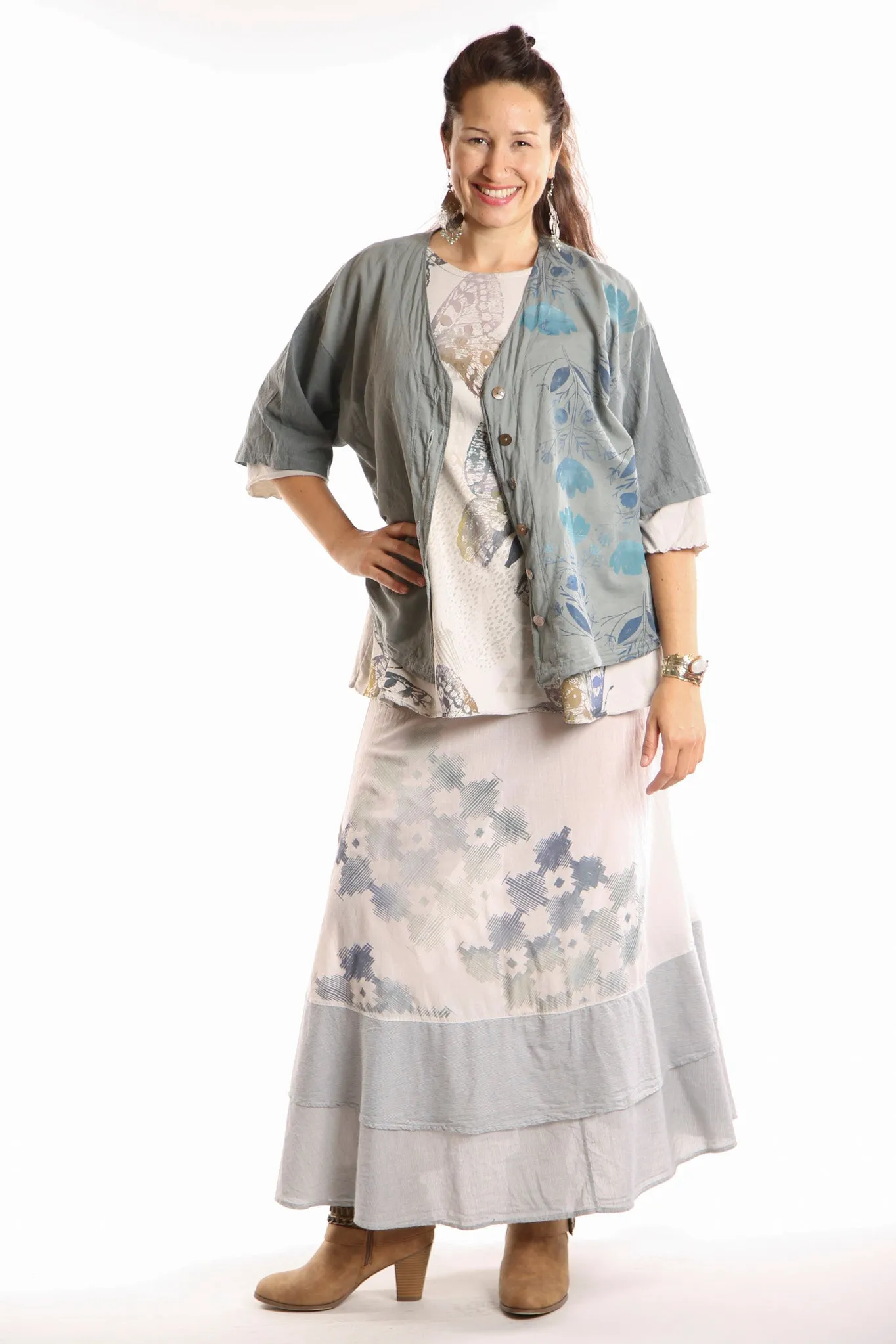 Striped Button Camp Top Moonwater 2285-P