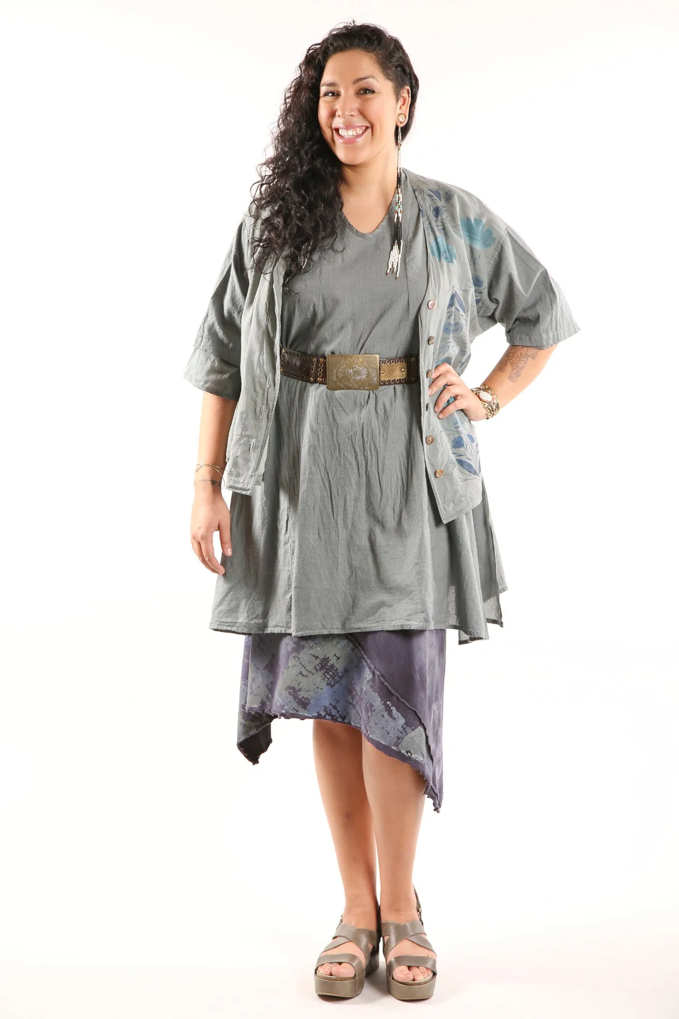 Striped Button Camp Top Moonwater 2285-P