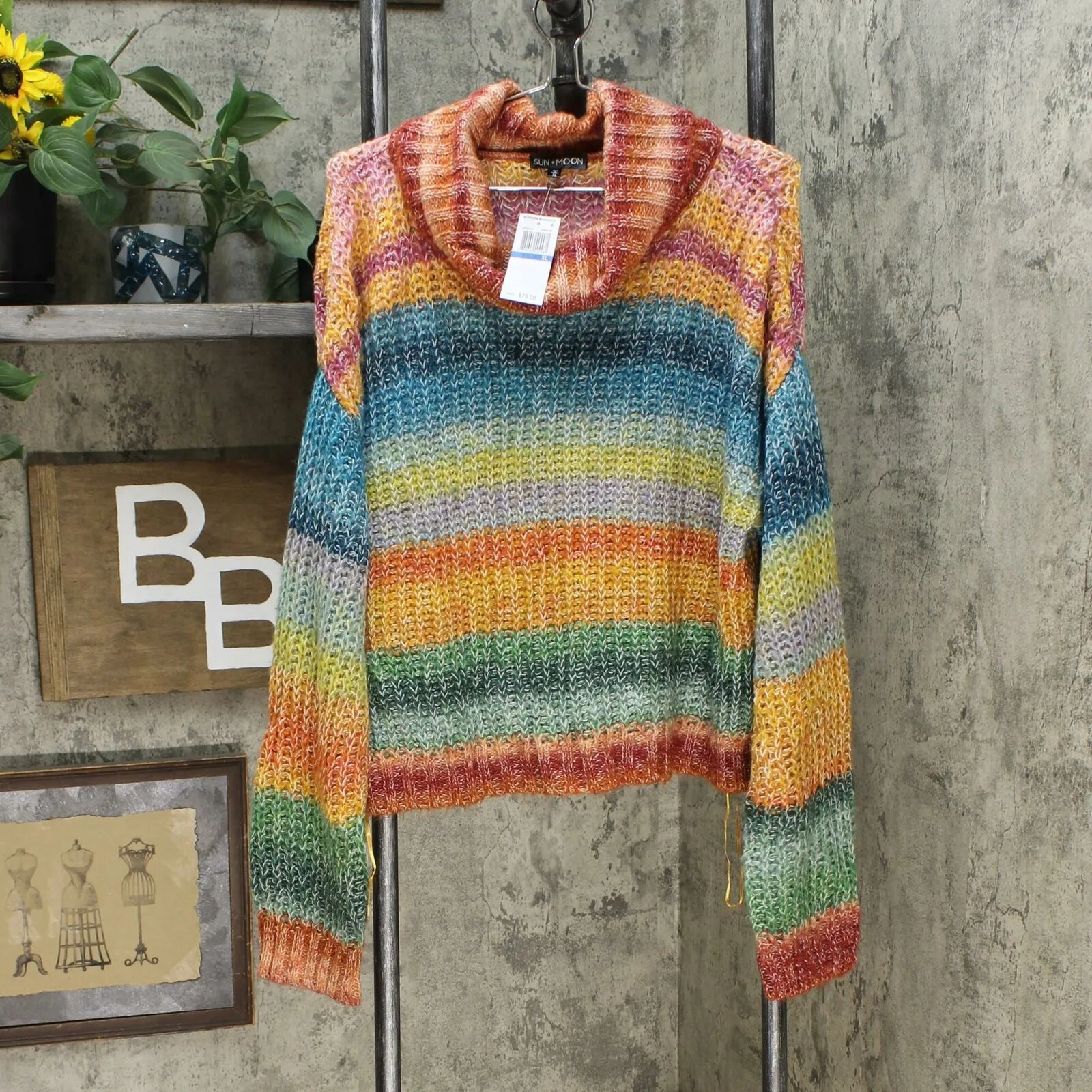 Sun   Moon Women's Slouchy Cowl Neck Sweater