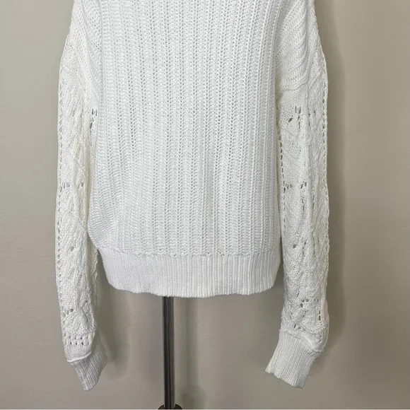 Sundance Aveline Warm White Cotton Button Down V-Neck Cardigan Sweater
