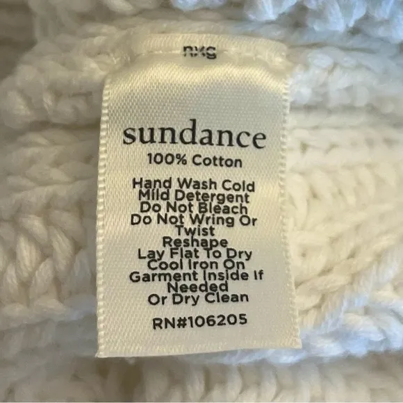 Sundance Aveline Warm White Cotton Button Down V-Neck Cardigan Sweater