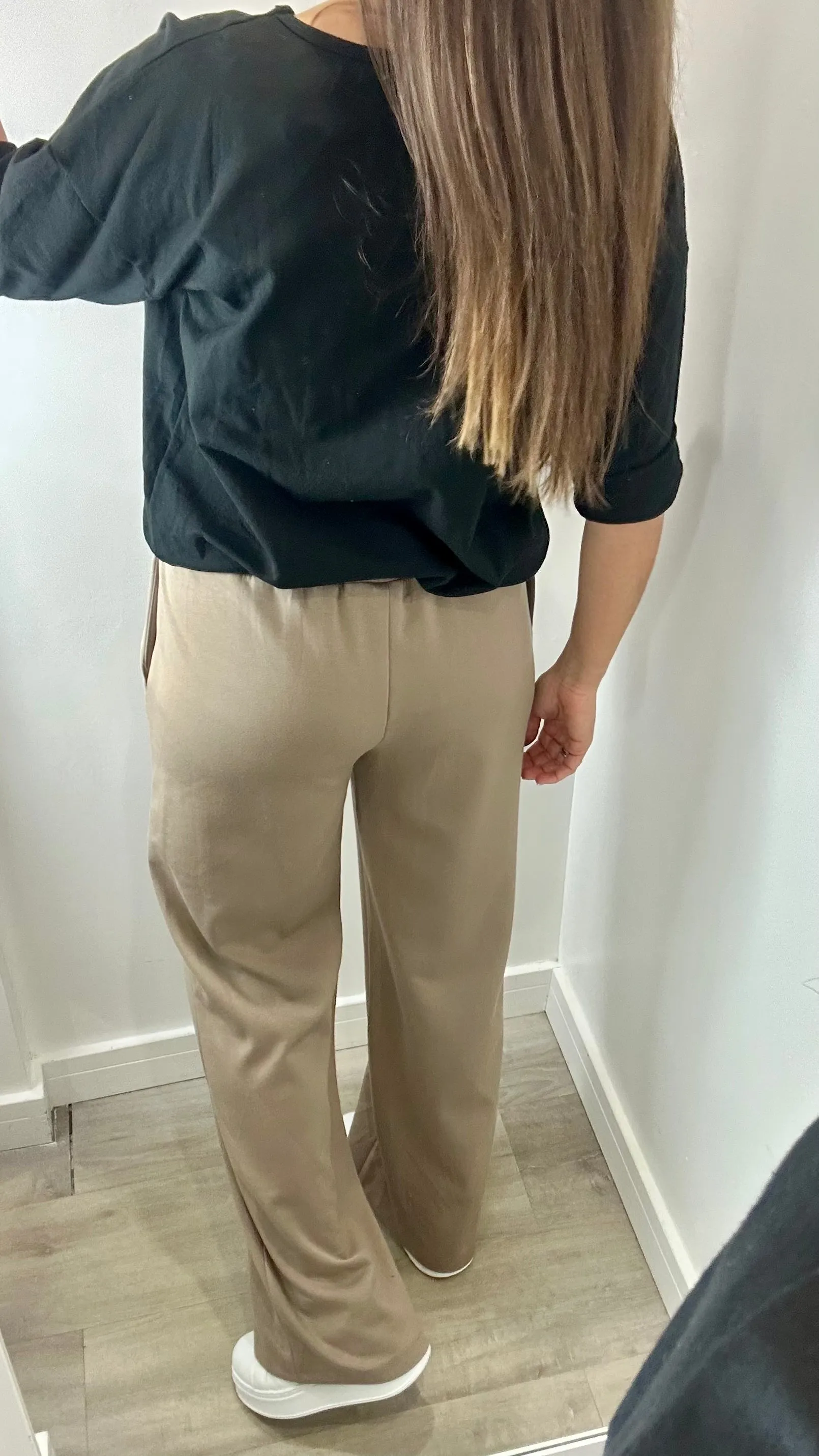 TAUPE STRAIGHT LEG TROUSERS