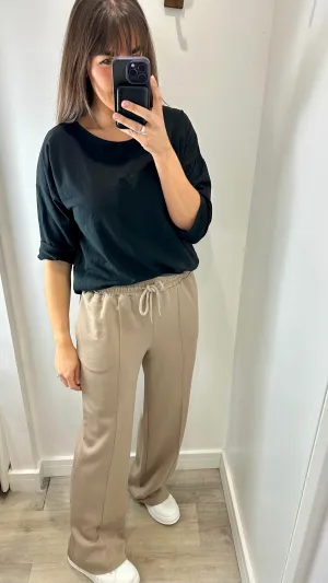 TAUPE STRAIGHT LEG TROUSERS