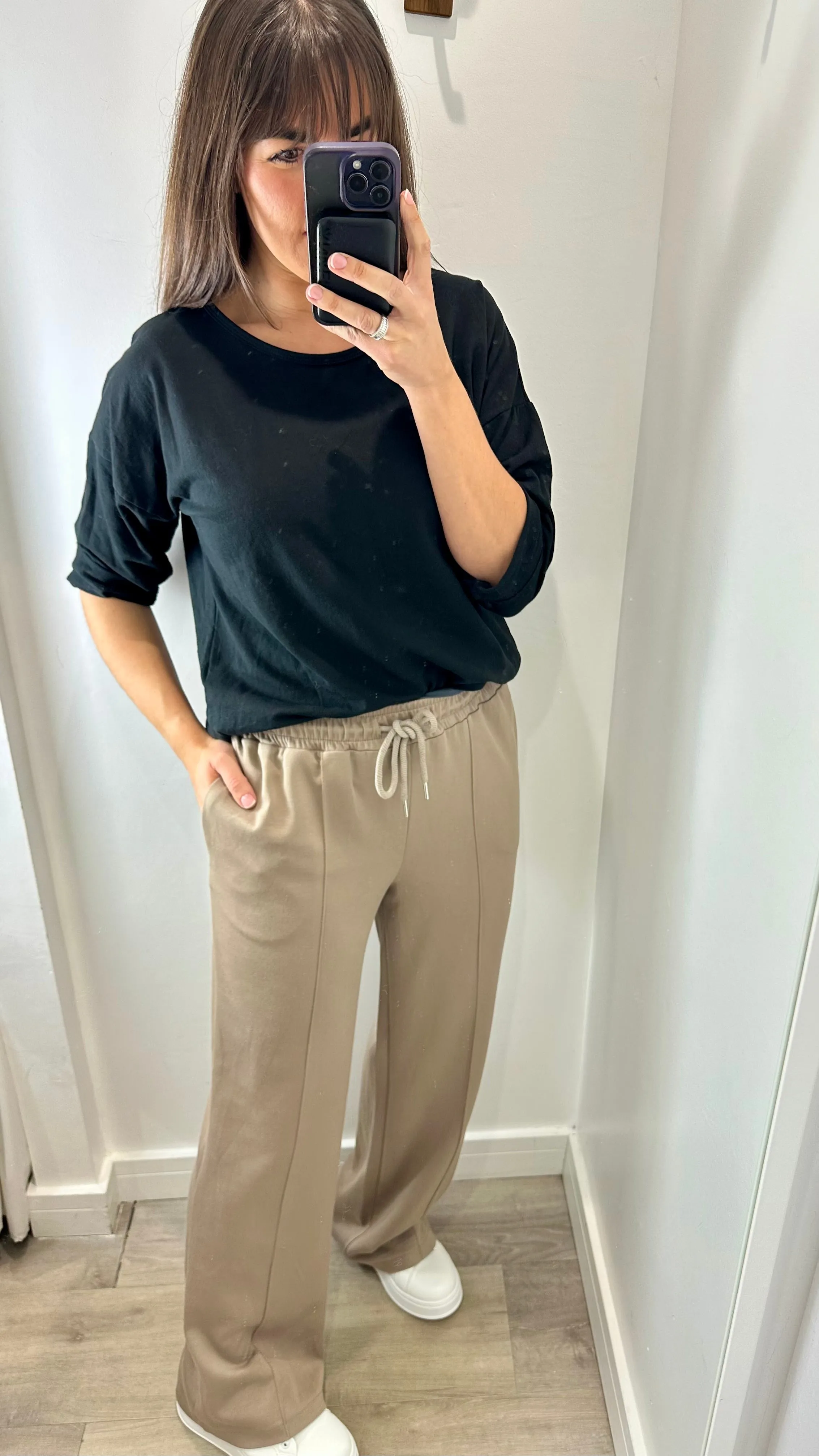 TAUPE STRAIGHT LEG TROUSERS