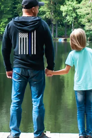 Thin Blue Line Flag Hoodie (Made in the USA) - Unisex
