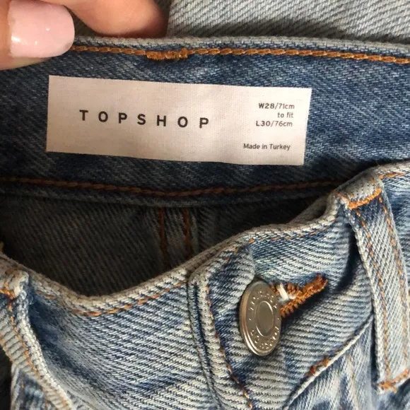 TOPSHOP Boot Cut High Rise Light Wash Ripped Knees Jeans