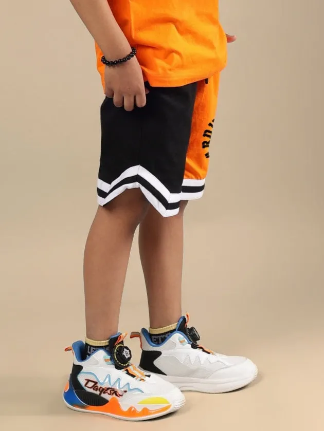 TRACK & FIELD SHORTS FOR BOYS & GIRLS (BLACK-ORANGE)