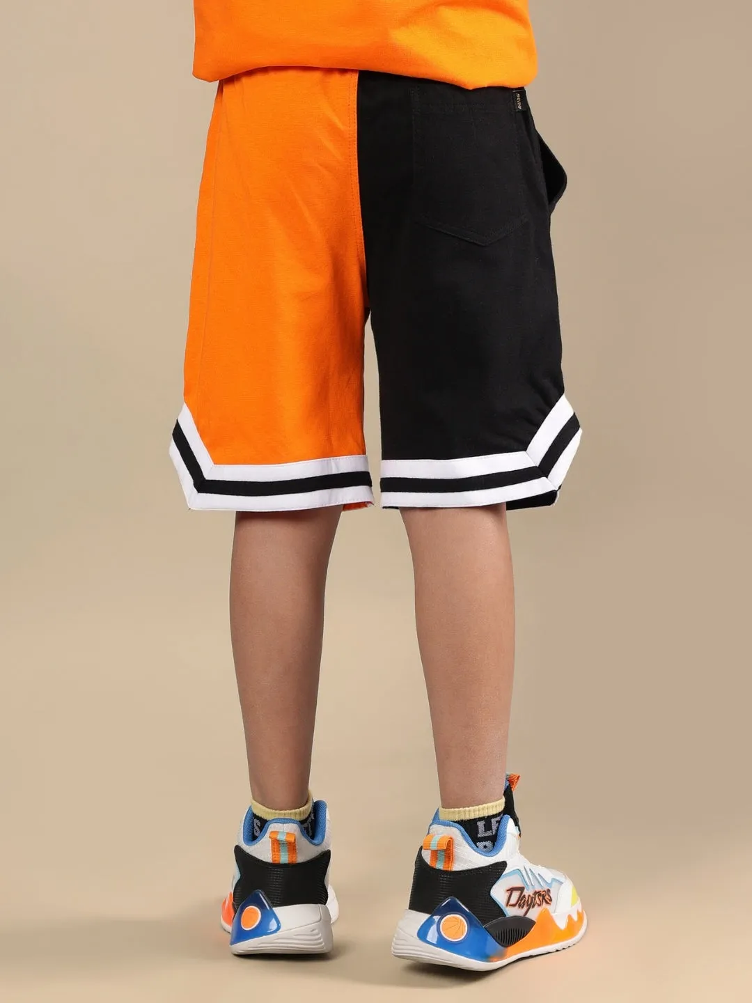 TRACK & FIELD SHORTS FOR BOYS & GIRLS (BLACK-ORANGE)