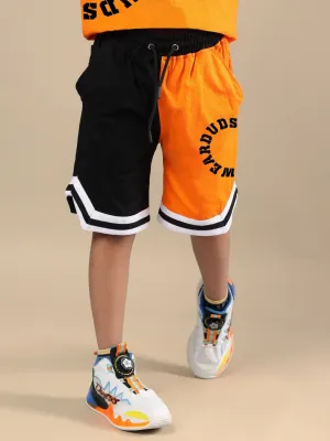 TRACK & FIELD SHORTS FOR BOYS & GIRLS (BLACK-ORANGE)